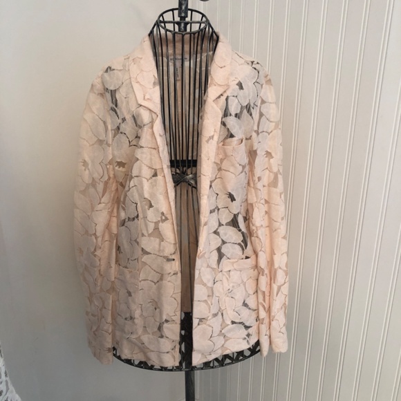 BCBG Coastal Feminine Pink Lace Cotton Jacket - Picture 2 of 4